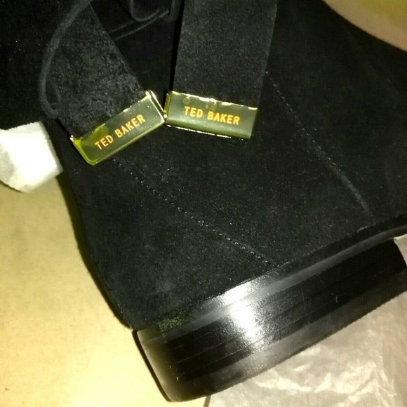 Ted Baker London NEW Tall Riding Boots Suede Leather OrthoLite Comfort BLACK 10 - Picture 8 of 13